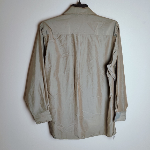 VTG 90s DKNY Men's Green Metallic Iridescent Dress Shirt, Size M/15.5 (32/33) - Picture 2 of 11